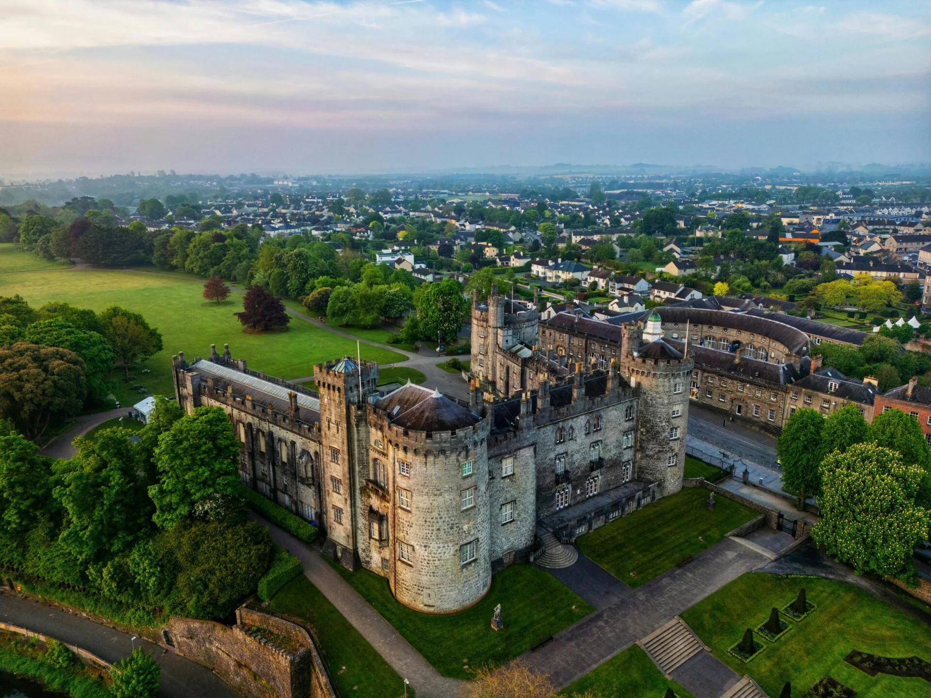 An aerial view of Kilkenny Castle